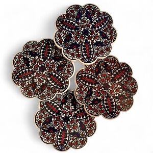 Turkish Ceramic Coasters Trivets Iznik Design Made in Turkey Set of 4